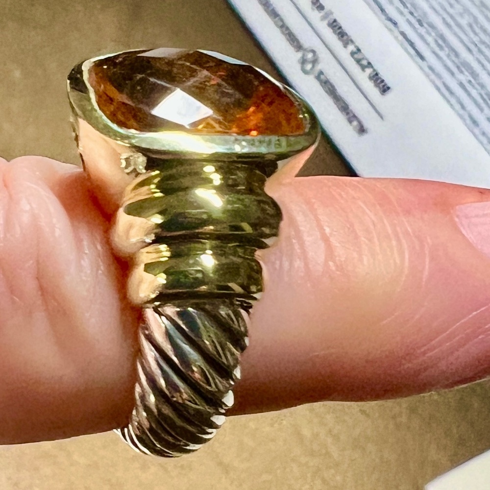 David Yurman sterling silver and 14K yellow gold citrine ring